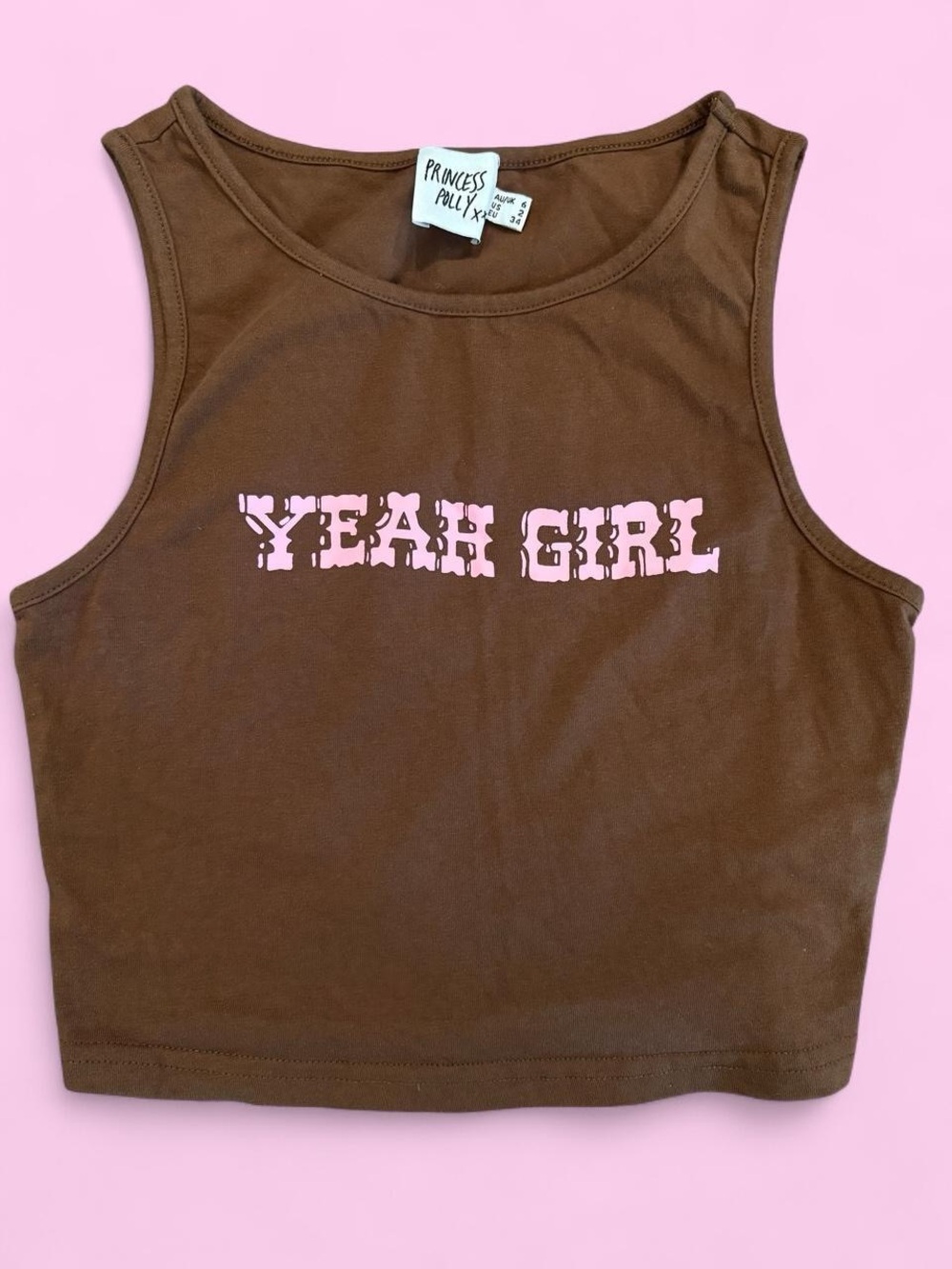 Princess Polly 'Yeah Girl' Brown Tank Top